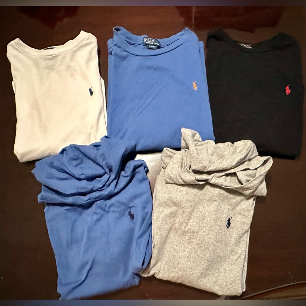 Lot of 5 Polo by Ralph Lauren long sleep shirts youth medium 10/12-- 2 hoodies